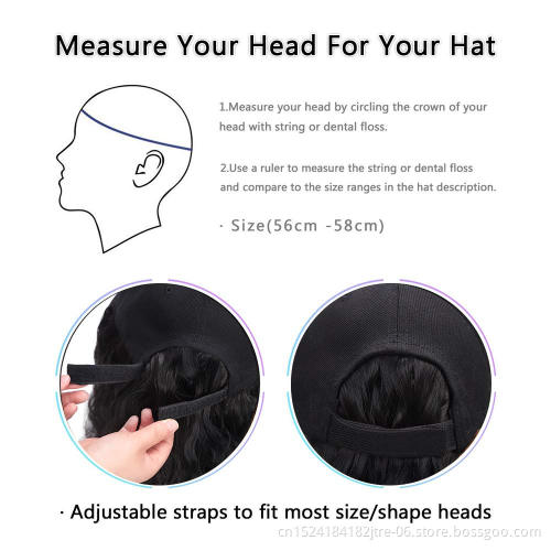 Synthetic Long Ocean Wave Hair Extension with Hat Synthetic Hair With Attached BaseballCap Wavy Hair Extensions for Women